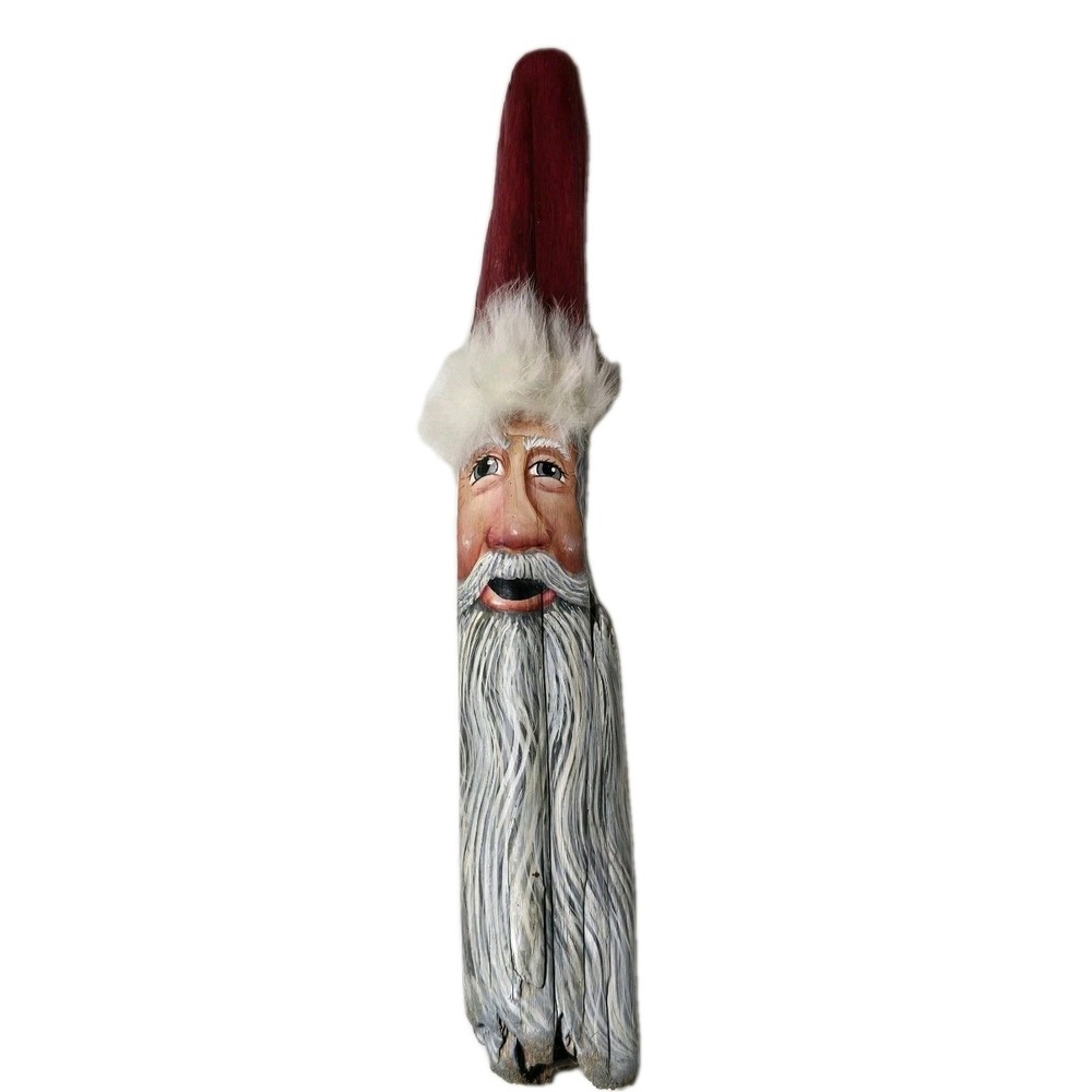 Wooden Santa Claus FOLK ART Christmas RUSTIC Wall Hanging Decor‎ Handpainted 13"